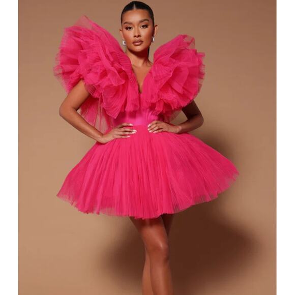 Fashion Nova NovaLuxe Delaney Tulle Mini Dress Cocktail Party Sexy Pink Size M - Picture 1 of 10